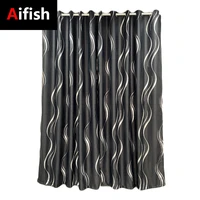 aifish beautiful high shading rate 85 blakcout curtains black silver stripe curtains for living room bedroom white tulle rideau