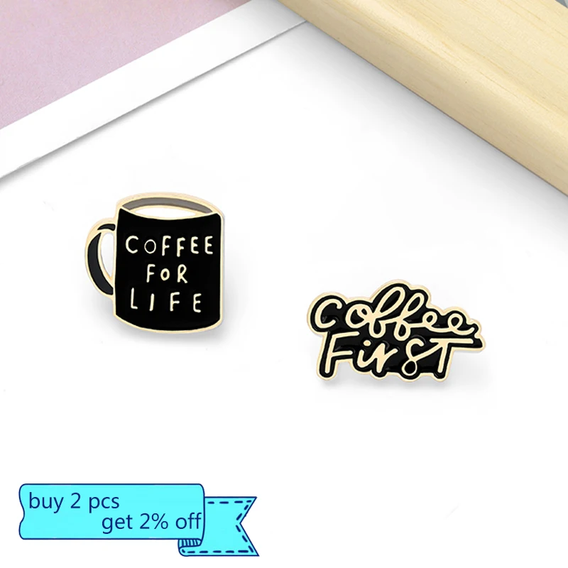 Кофе для жизни эмалированные булавки кофейная кружка баннер брошь сумка отдыха