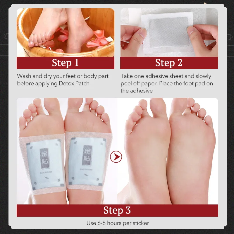 Детокс Патчи для ног 10 шт детоксикация токсинов облегчение боли эффективное