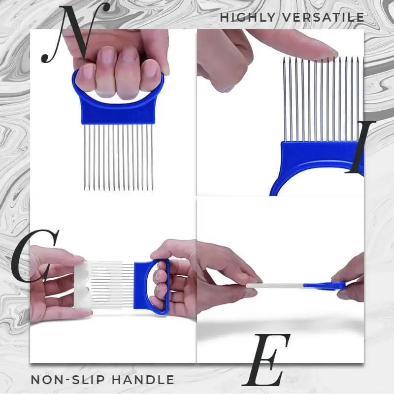 Food Slice Assistant Vegetable Holder Stainless Steel Onion Cutter Fork Fruit Vegetables Slicer Tomato Knife | Дом и сад
