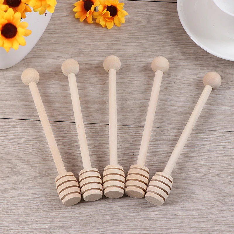 

5Pcs 16CM Wooden Honey Spoon Honey Wooden Stir Bar for Honey Jar Supplies Eco-Friendly Long Handle Mixing Stick Dessert Tools