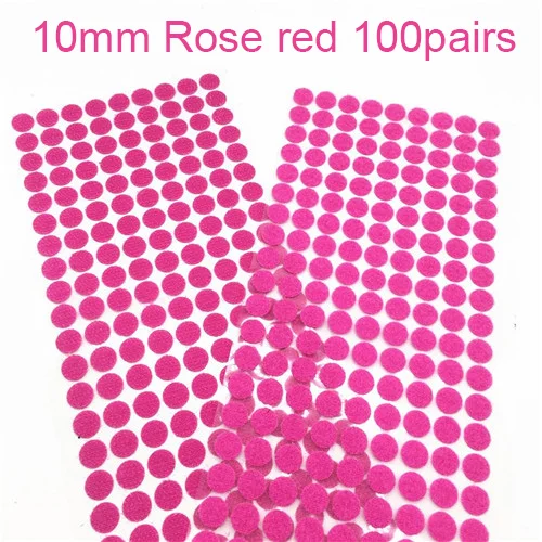 10mmRose red 100pair 10 мм, 100 пар, белая, черная волшебная наклейка, лента для монет с сильным клеем, самоклеющаяся лента для крепления, детский аксессуар «сделай сам» ручной работы - Цвет: 10mmRose red 100pair