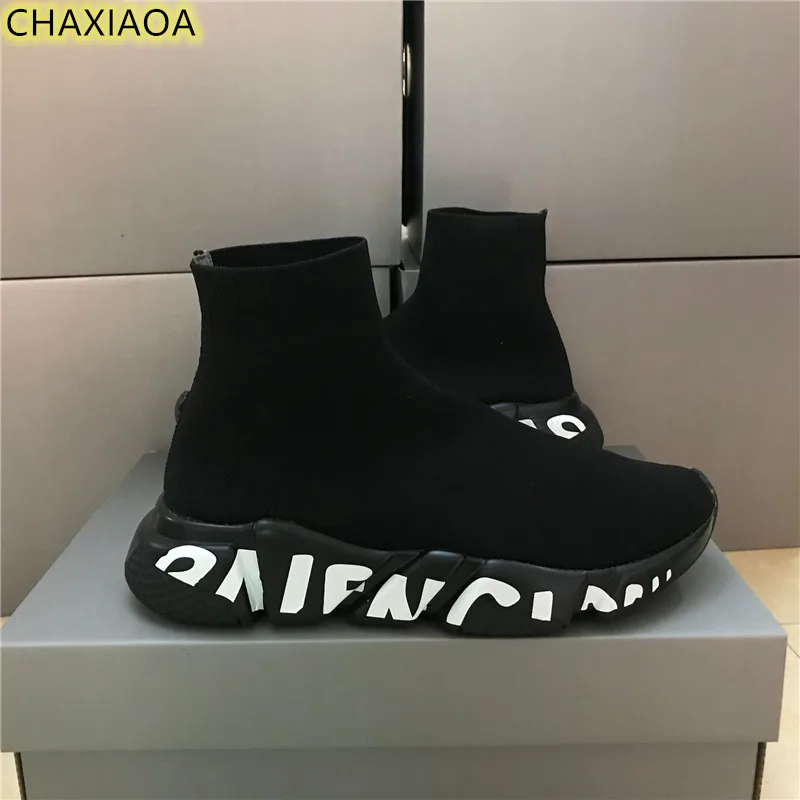 

High quality super light knitted socks shoes letter brand rubber sole men's and women's casual shoes socks stretch women's shoes