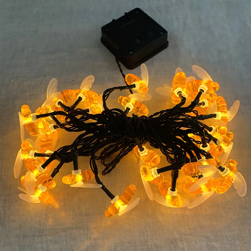 LED String Light Solar Bee Garland Outdoor Garden Decoration Lights Fairy For Yard Room Rooftop Christmas Tree Decor | Лампы и
