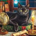 Алмазная живопись, черная кошка, вышивка крестиком, украшение для дома, алмазная вышивка, животные, мозаичные наклейки на стену