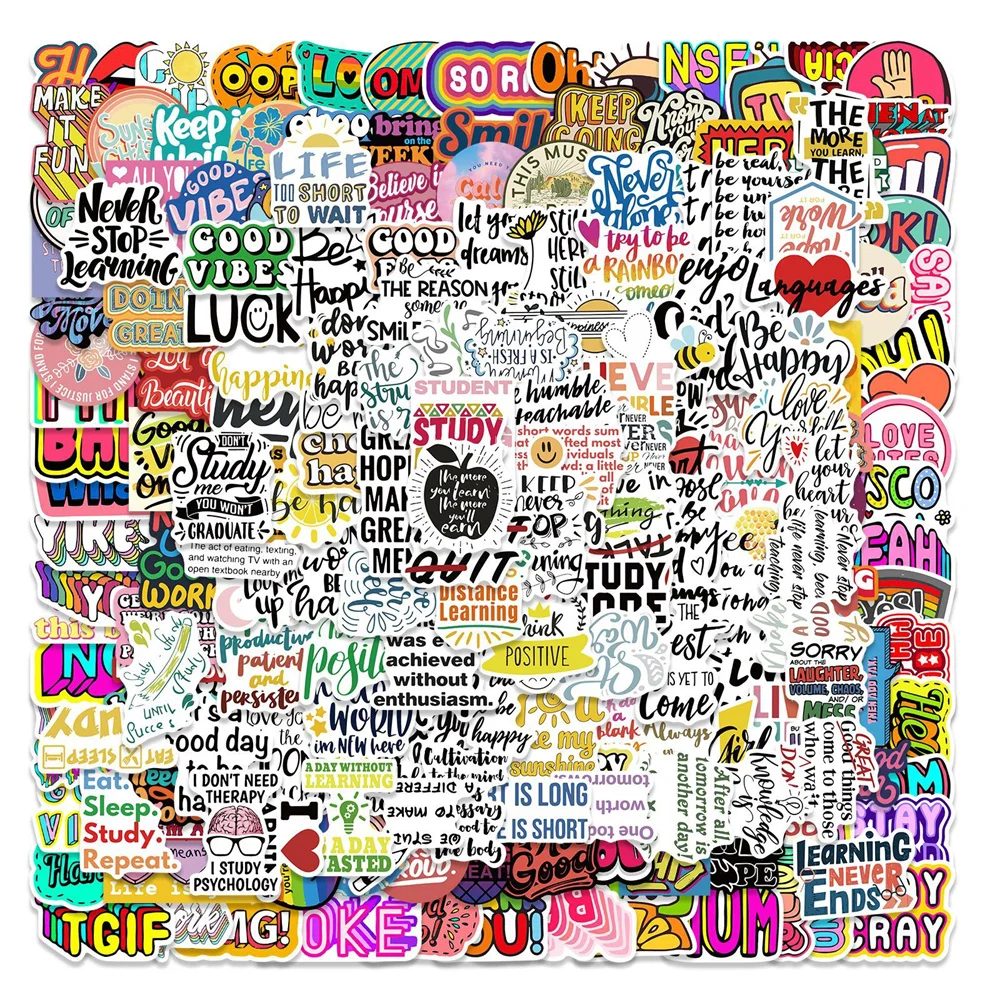 

10/30/50PCS Inspirational English Letter Graffiti Waterproof Sticker Suitcase Notebook Mobile Phone Refrigerator HelmetWholesale