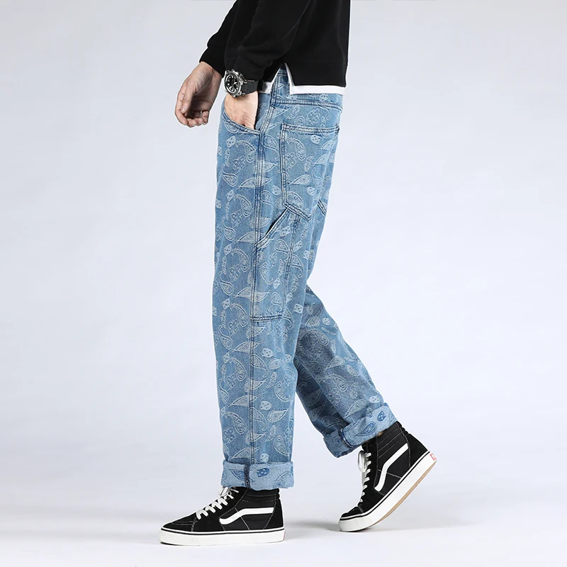 46 Plus Size 2021 High Quality Men's Baggy Denim Male Casual Straight Pants Fashion Jeans Loose Trousers Versatile Streetwear