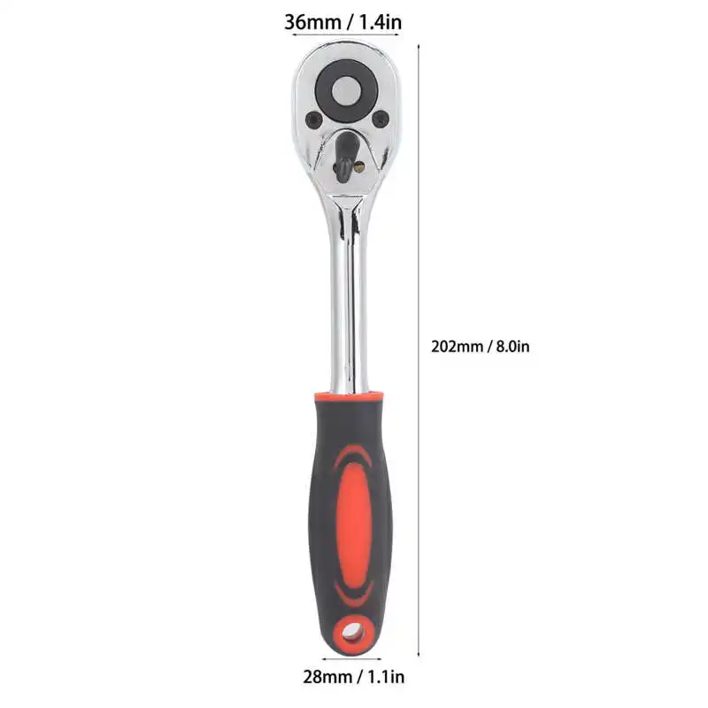 

Ratchet Wrench Set 24 Teeth 3/8in Portable Socket Wrench Maintenance Hand Tools Red+Black Repair Tools Set