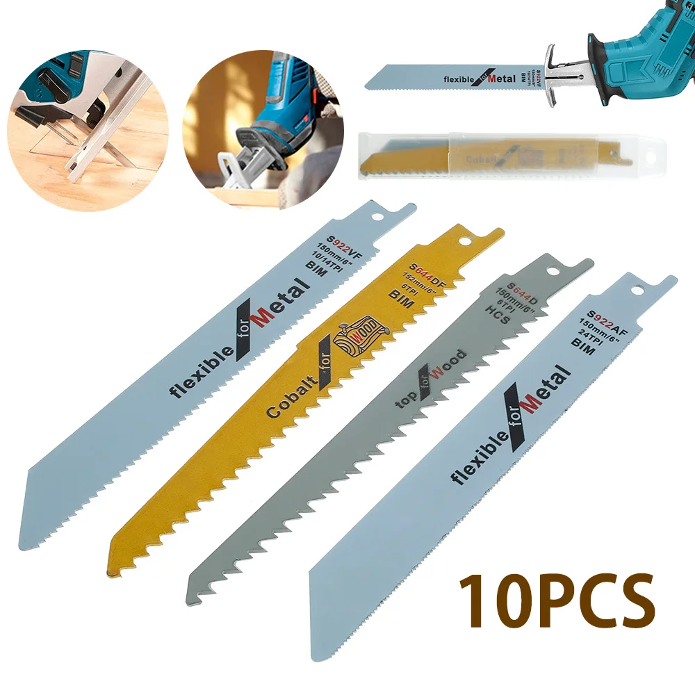 10pcs Reciprocating Saw Blades JigSaw Blade Handsaw Multi For Cutting Wood Metal Bosch Makita Dewalt DIY Tools | Инструменты