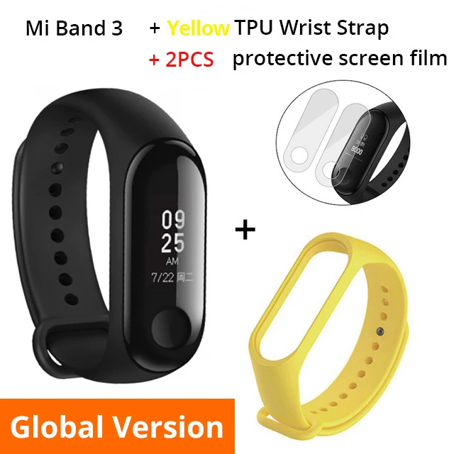 Xiaomi mi Band 3 Смарт-Браслет фитнес-браслет mi Band большой сенсорный экран OLED частота сердечных сокращений для Red mi Note 8 Pro - Цвет: Global N Yellow
