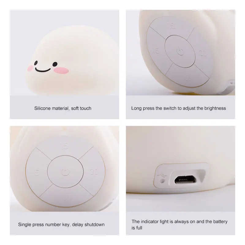 

Лампа из мягкого силикона с сенсорным датчиком, мультяшный Ночной светильник, милая форма, лампа для детей SASI