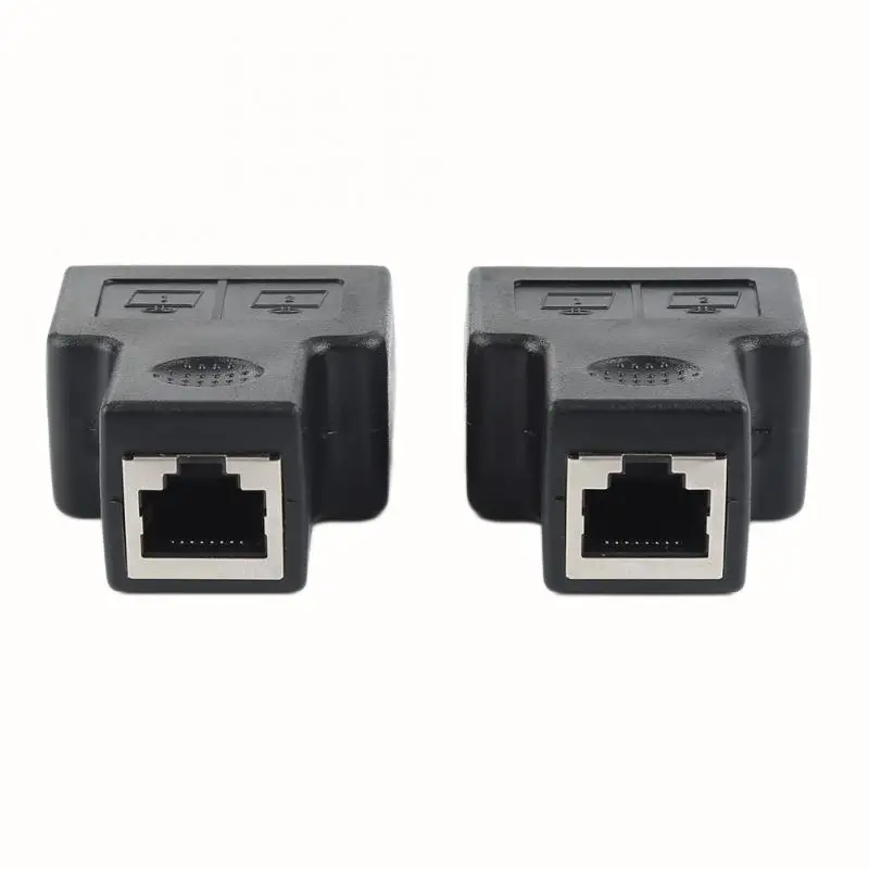 2xRJ45 Adapter Connector 1 To 2 Ways Ethernet Network Cable Female Splitter Extender Plug 8 Core Jack Socket For Laptop Docking |
