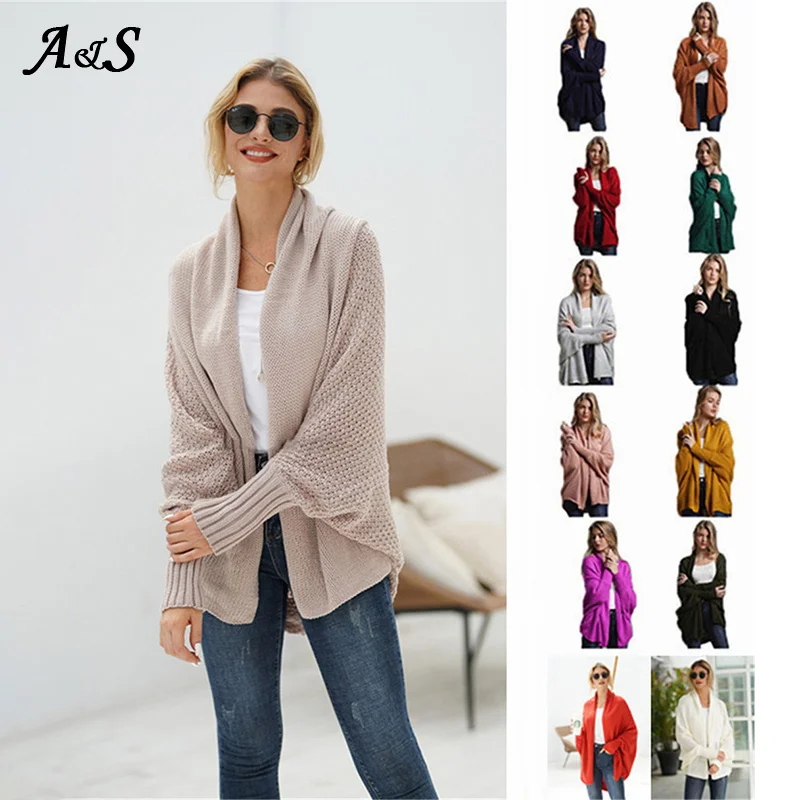 Anbenser Oversized Sweater Cardigan Knitted Women's Clothes Patchwork Batwing Sleeves Outerwear Female Winter Plus Size Overcoat |