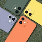 Чехол из жидкого силикона для iPhone 12 11 Pro Max 12Mini, защитный чехол для камеры, чехол для телефона оранжевого, зеленого, красного цвета, чехол