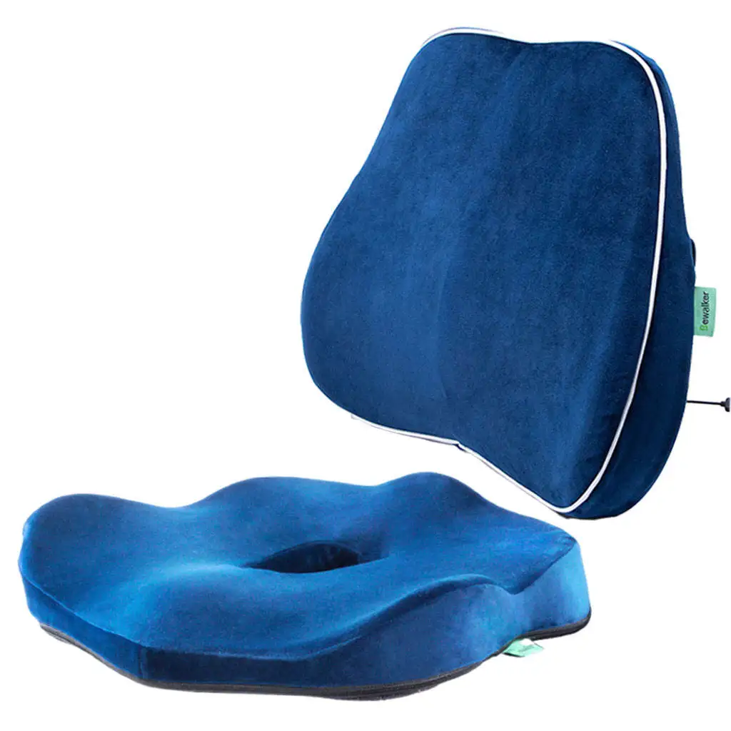

Memory Foam Seat Cushion Set Comfort Touch Drive Heated Lumbar Support for Car Seat Office Chair Improve Sitting Posture Blue
