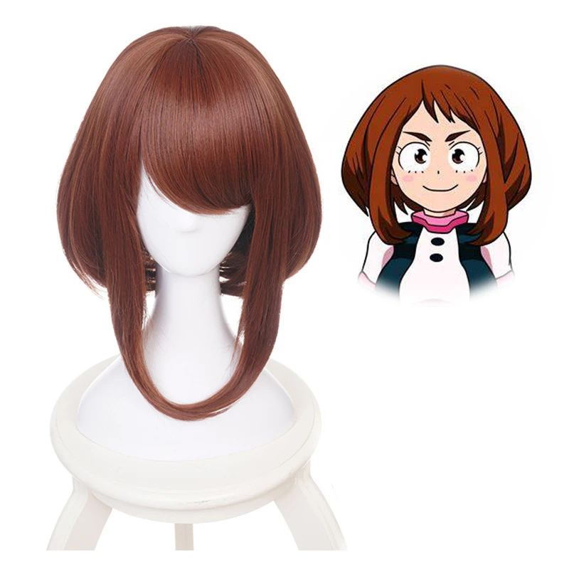 

Парик для косплея очако урарака из м/ф «Моя геройская Академия», термостойкий синтетический, для косплея на Хэллоуин, аксессуар для ролевых ...