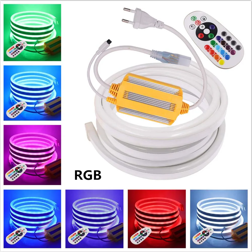 

EU 220V 5050 RGB Neon Strip Light IP67 Waterproof 120Led/m 2835 White /Blue/Red/Green/Yellow LED Strip Flexible Led Rope