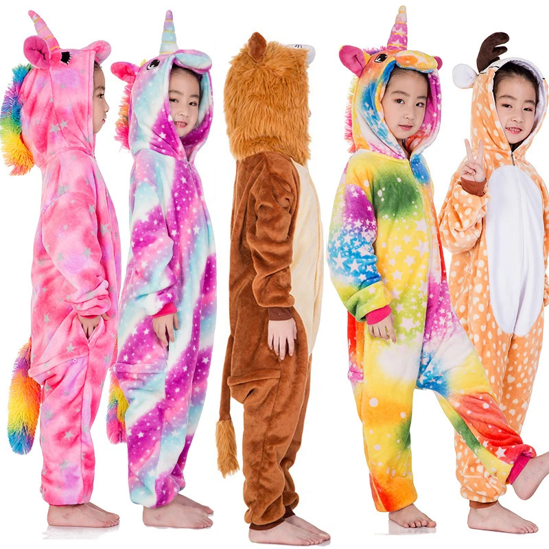 

Kigurumi Children's Pajamas For Boys Girls Unicorn Pajamas Flannel Kids Panda Pijamas Suit Animal Sleepwear Winter Cat Onesies