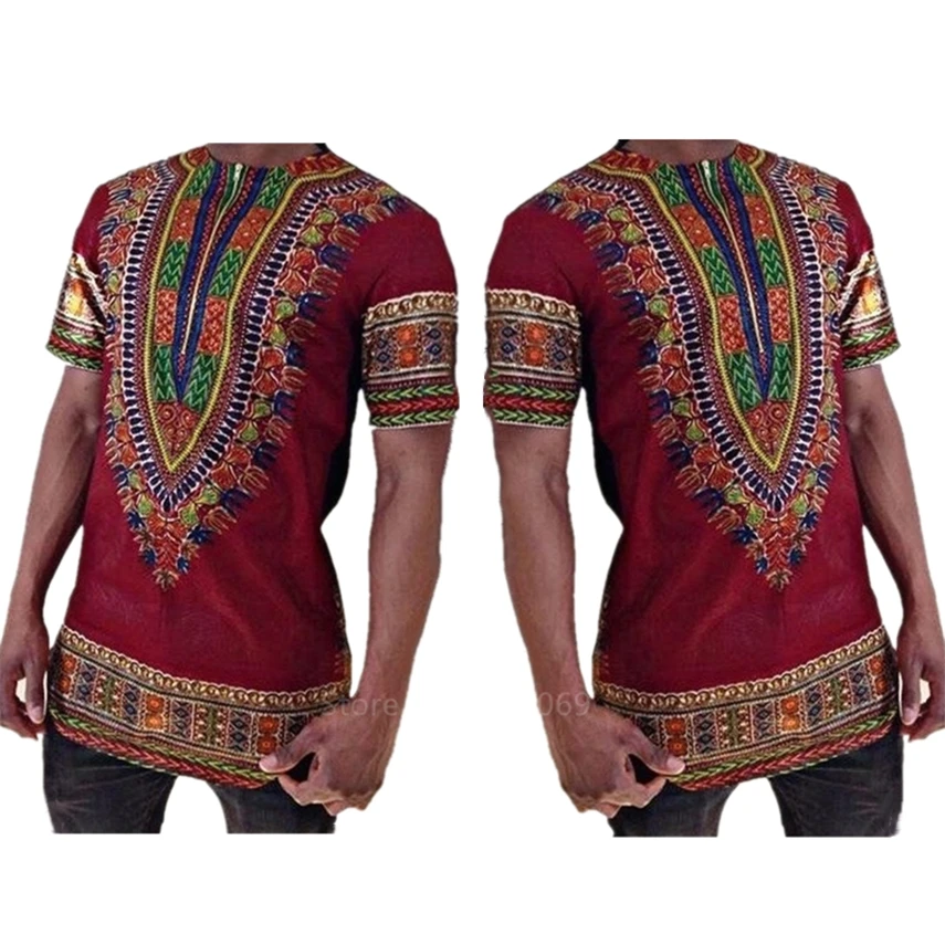Африканская традиционная одежда с принтом Дашики Мужская футболка Bazin NigeriaFashion