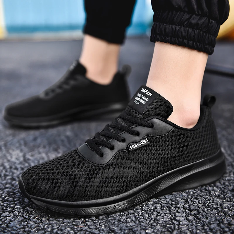 

2021 Men Sneakers Breathable Boys Walking Shoes Tennis Black Tenis Mesh Masculino Zapatillas Hombre Size 39-48