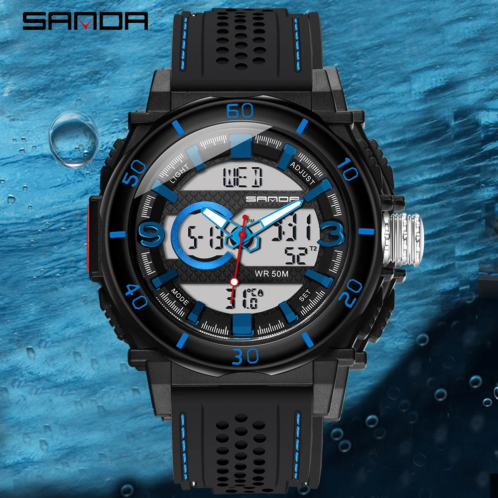 Часы наручные Sanda мужские электронные спортивные модные повседневные