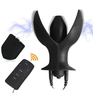 Анальная пробка с электрическим током и пультом дистанционного управления, вибратор, Анальный расширитель E-stim, силиконовая Анальная пробка, массаж простаты, медицинские тематические игрушки