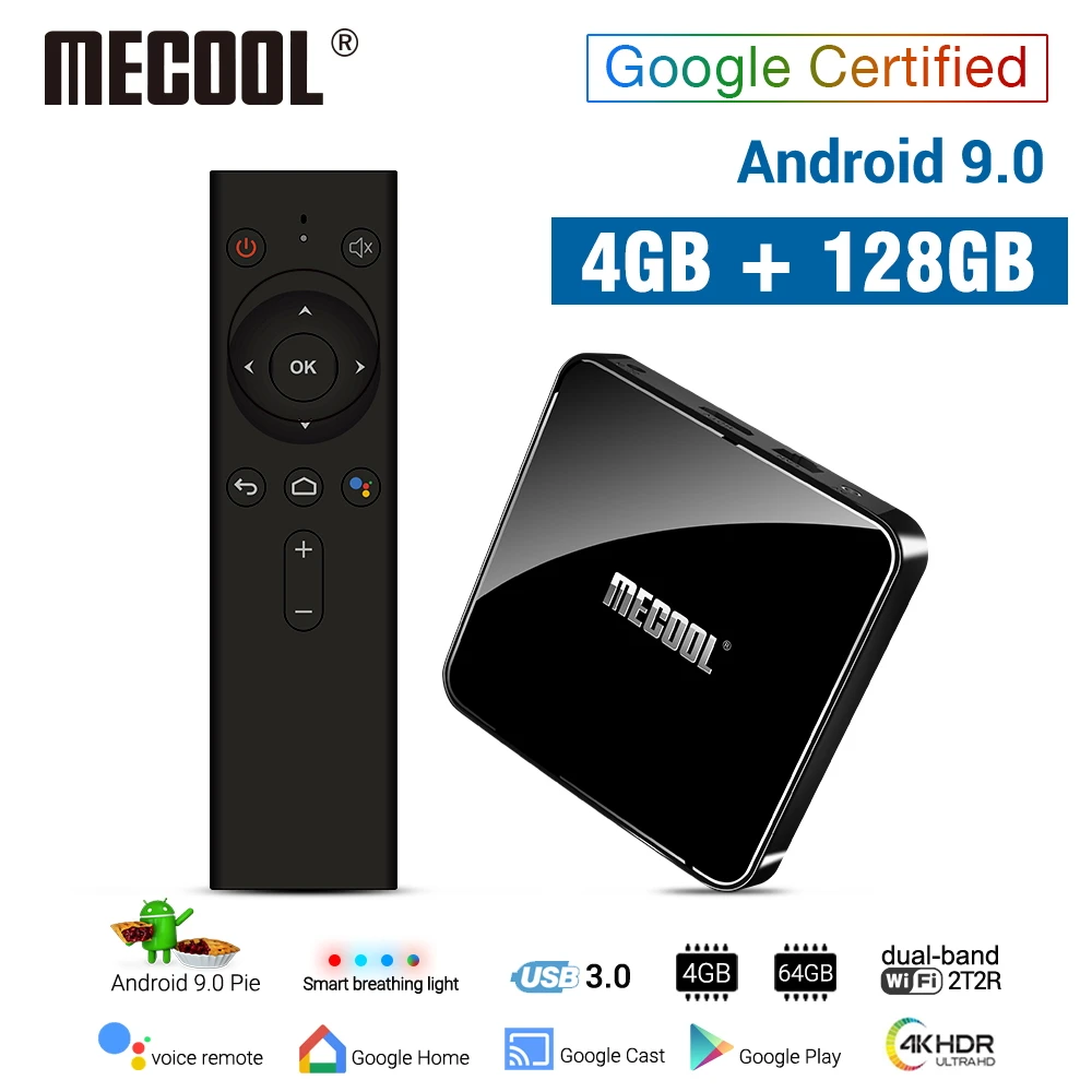 MECOOL 4G DDR4 128G 64G rom KM3 Android 9,0 ТВ-приставка Amlogic S905X2 2,4G/5G WiFi 4K BT Голосовое управление Google Certified tv Box