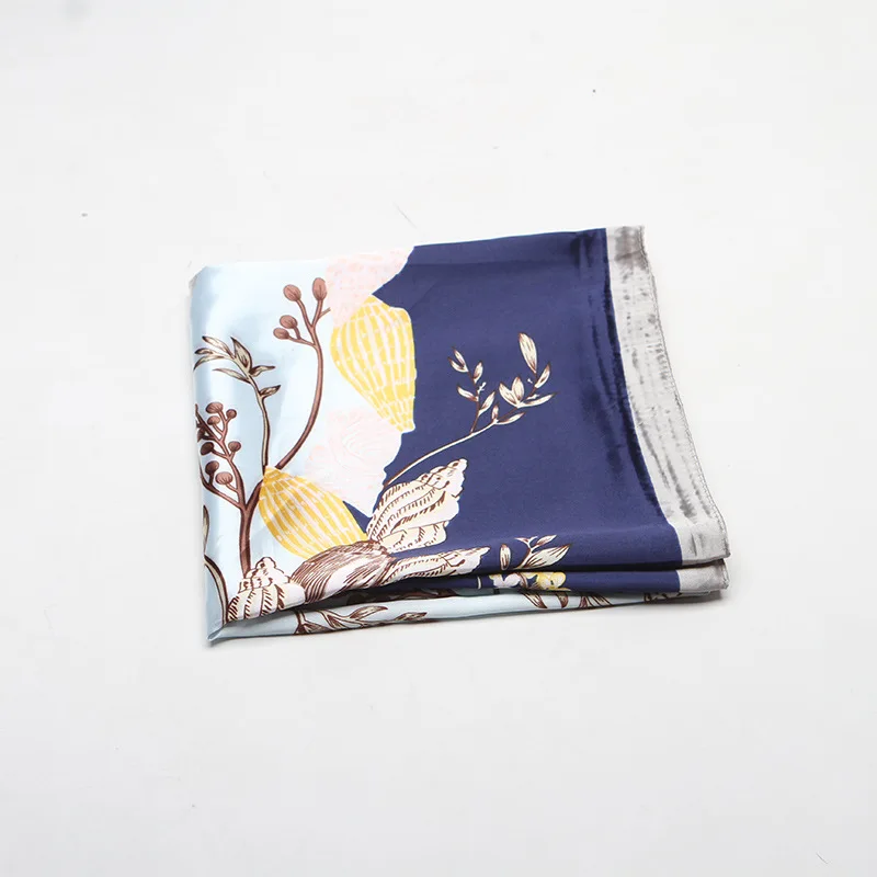 

2021 New Fashion Silk Square Scarf For Women 90*90cm Neck Hair Tie Band Bag Warp Soft Neckerchief Hijab Headscarf Female Foulard