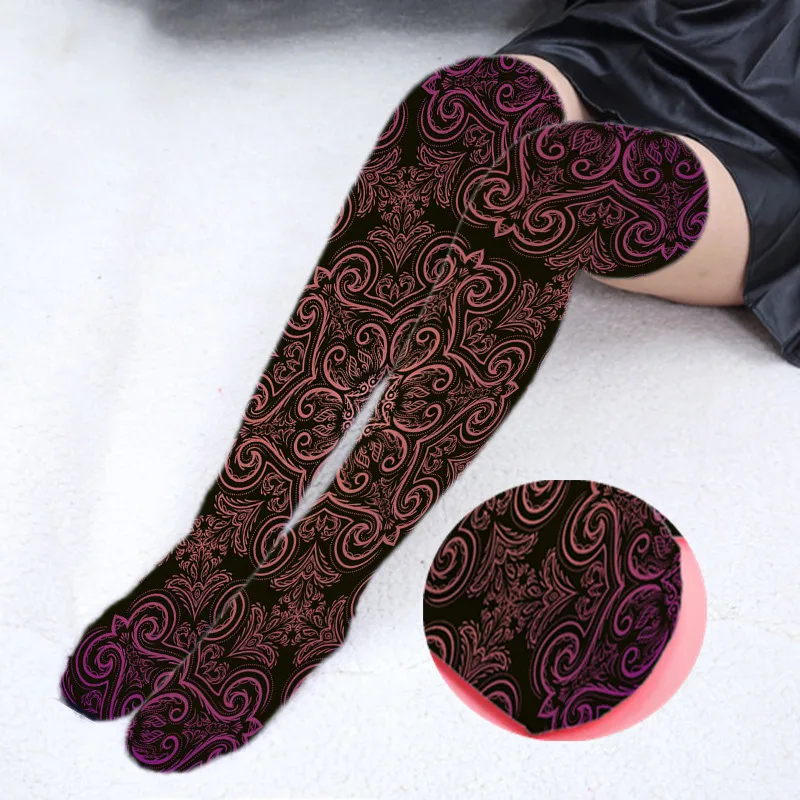 1 пара сексуальные чулки для женщин до бедра 3D принт аниме девочек подростков