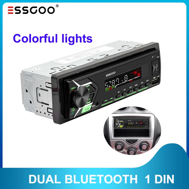 Стереомагнитола ESSGOO 1 DIN с поддержкой Bluetooth USB SD AUX и телефонной
