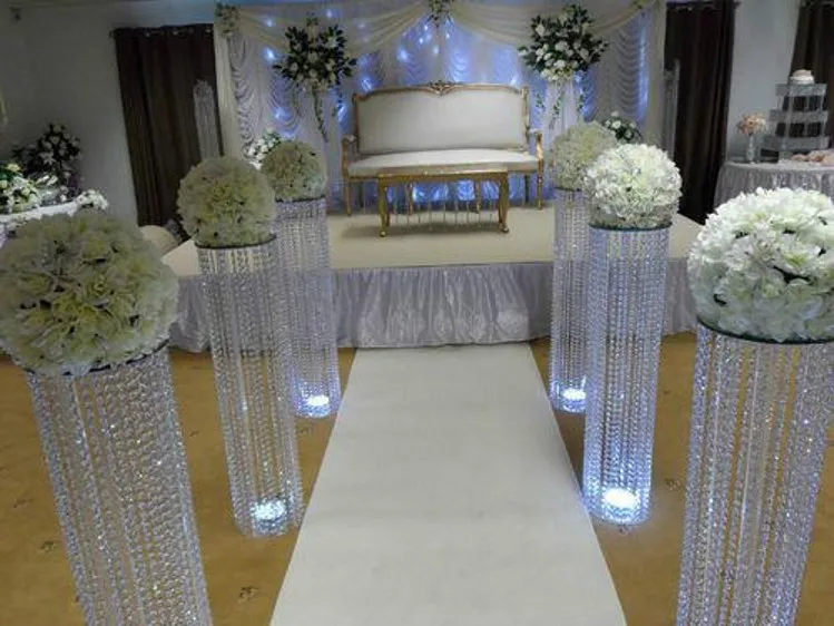

120cm 48inch height Wedding walk way flower stand stage venue arylic crystal column pillar for wedding party decoration