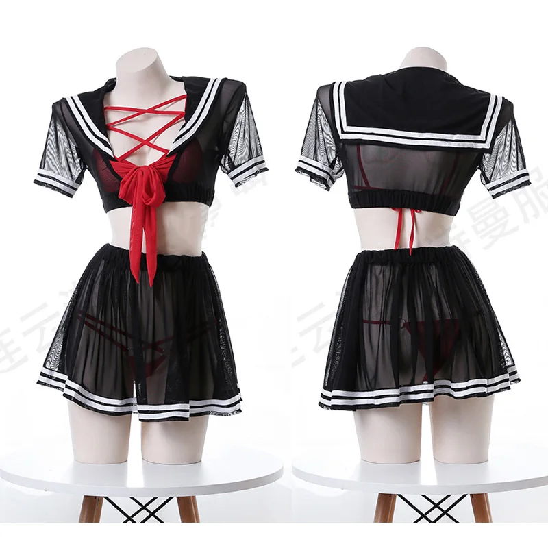 

Sexy Lingerie See Through Student Cosplay Anime School JK Uniform Kawaii Clothing Harajuku Japanese Sexy Skirt Set