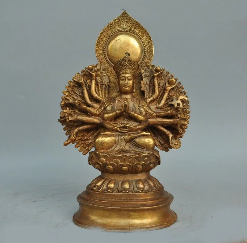 

wedding decorationold Tibet temple Bronze Gilt 1000 arms Jizo Ksitigarbha Hades Leader buddha statue
