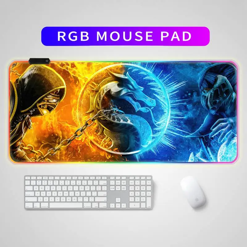 

RGB Mortal Kombat Mouse Pad Anime LED Gaming Accessories Speed Game Gamer PC Keyboard Carpet Laptop Notebook Desk Mat Mousepad