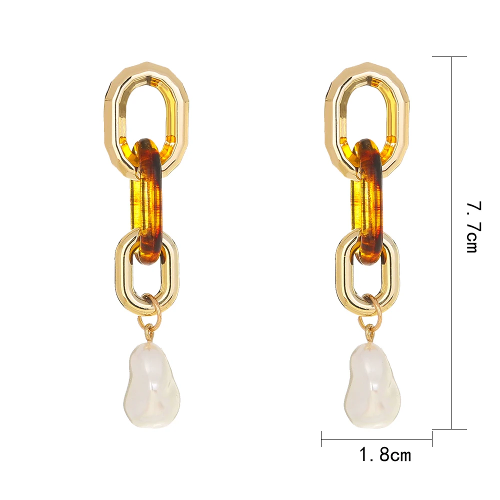 

2021 Tredny Gold Fashion Cuban Chain Earring For Women's Pearl Pendant Earrings Party Appealing Gift Jewelry For Girls