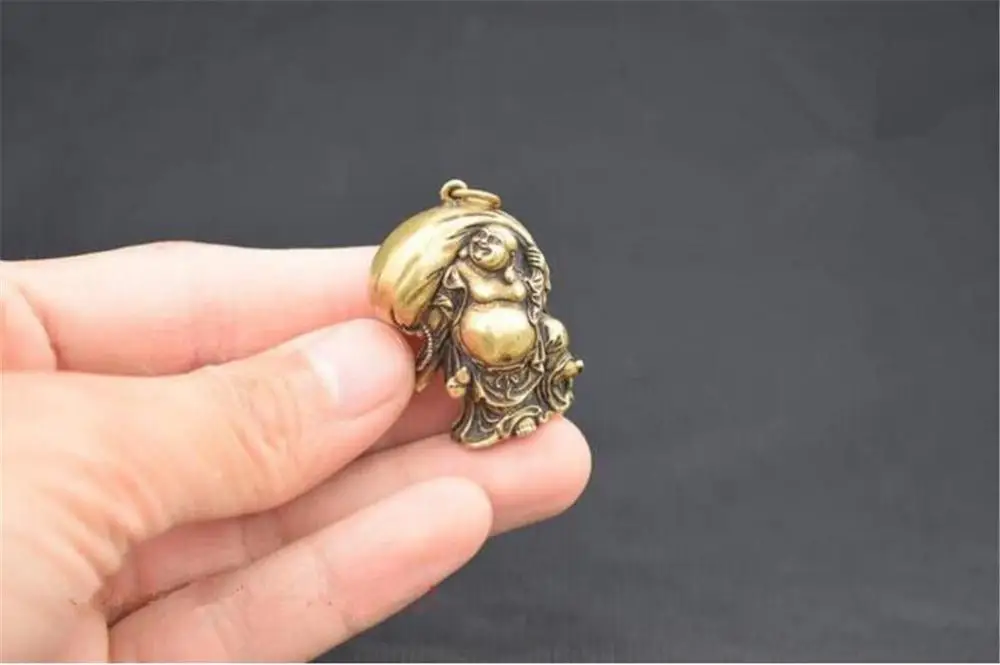 Copper Statue Collectable Chinese Brass Carved Happy Buddha Maitreya Exquisite Small Statues | Дом и сад