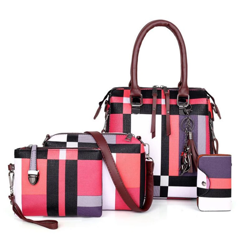 4 шт. сумки женская сумка в комплекте модная из искусственной кожи одноцветная