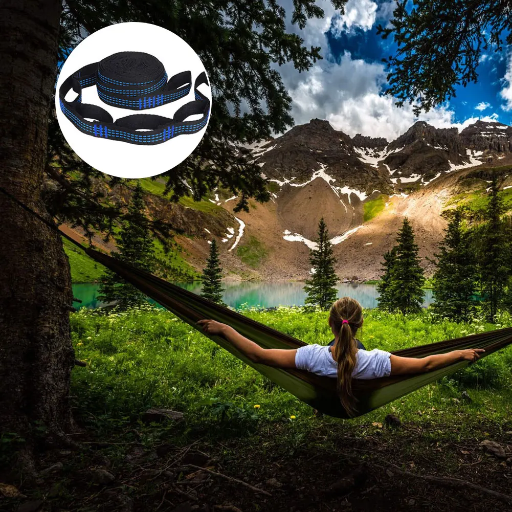 

2Pcs Hammock Tree Straps Set 5 Ring High Load-Bearing Barbed No-Stretch Heavy Duty Straps for Hammock Black Drop shipping