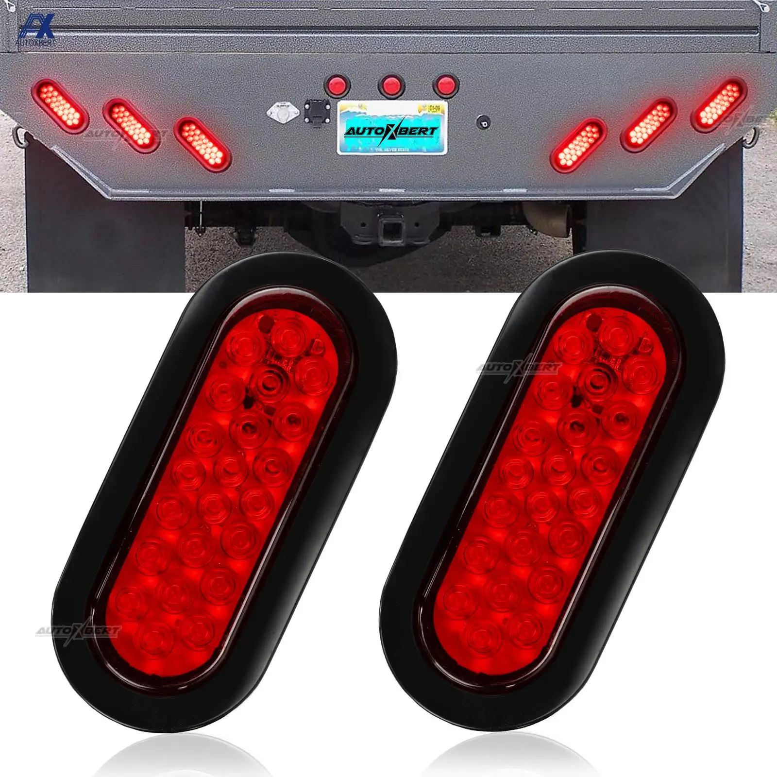 

2Pcs 12V Waterproof Truck Trailer Oval Tail Light Brake Red LED Rear Lamp For Jeep Pickup Lorry Boat Tractor Van RV UTV UTE Bus