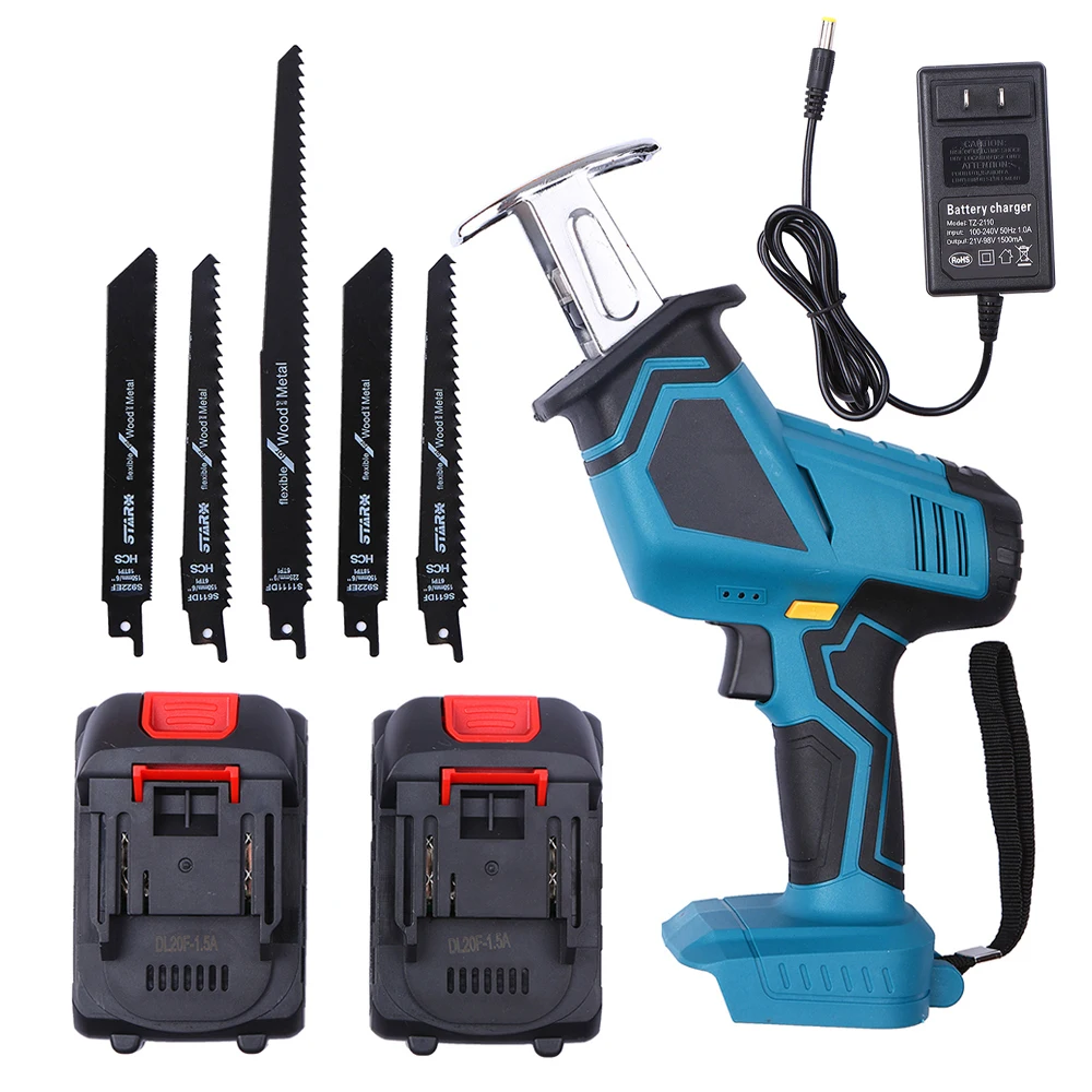 

21V Electric Reciprocating Saw Electric Saber Saw Outdoor Portable Small Electric Wood-cutting Saw Lithium Saber Saw 2 Batteries