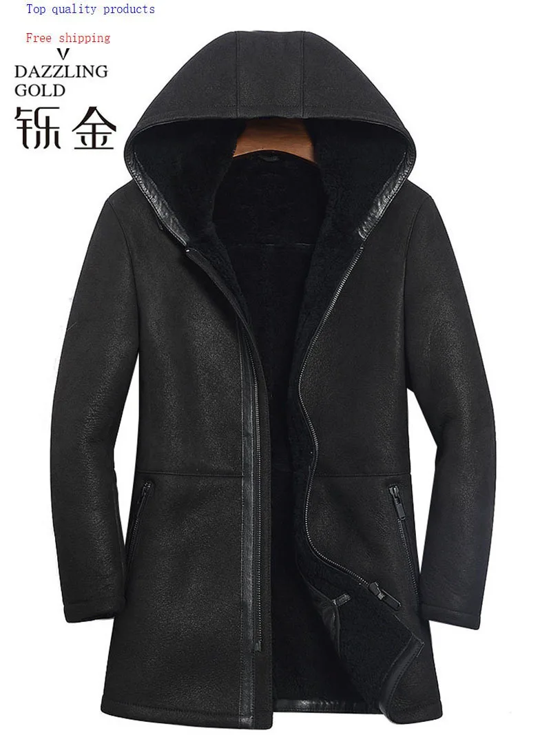 100% натуральная Австралийская овчина мужская куртка из натуральной кожи Мужское