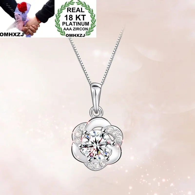 OMHXZJ Wholesale European Fashion Woman Girl Party Wedding Gift Amethyst AAA Zircon 18KT White Gold Necklace Pendant Charm CA256 | Украшения