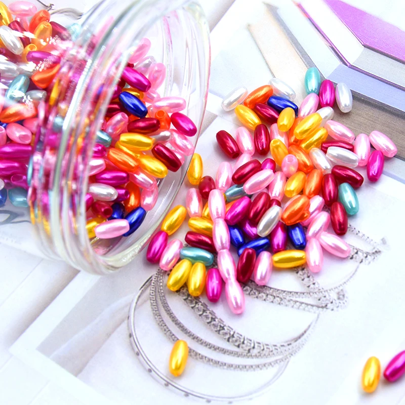 

New 4x8mm 300Pcs/Lot Rice Shape Multi-Colors Imitation Pearls Beads Crafts Decoration for DIY Bracelets Necklaces Jewelry Making