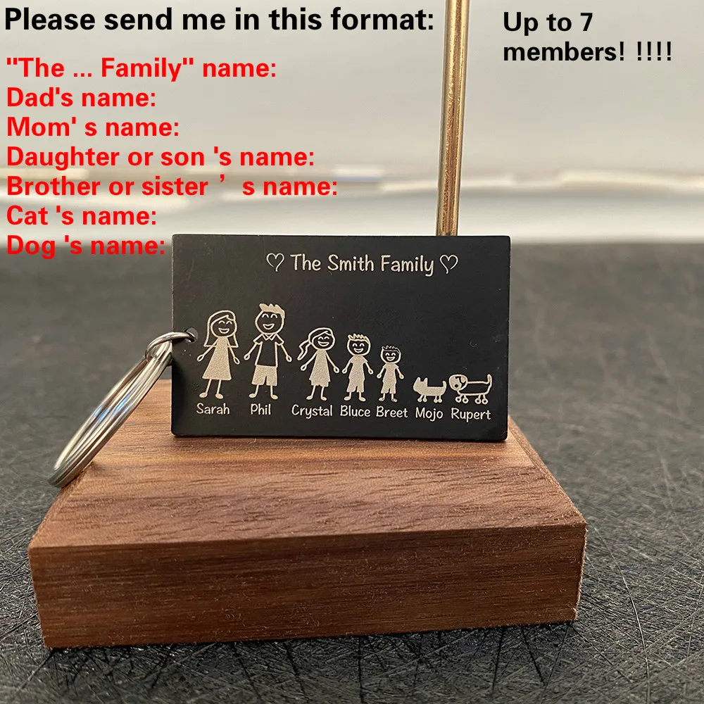 

Personalized Family Love Keyring Cute Keychain Customized Name Gifts for Parent Children Bag Charm Families Member Gift