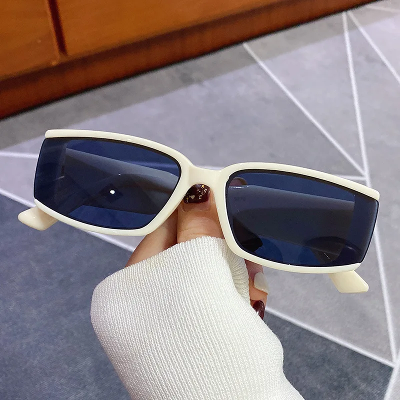 Moda rettangolo occhiali da sole donna Vintage occhiali colorati uomo quadrato Champagne grigio occhiali da sole tonalità UV400 occhiali 2021