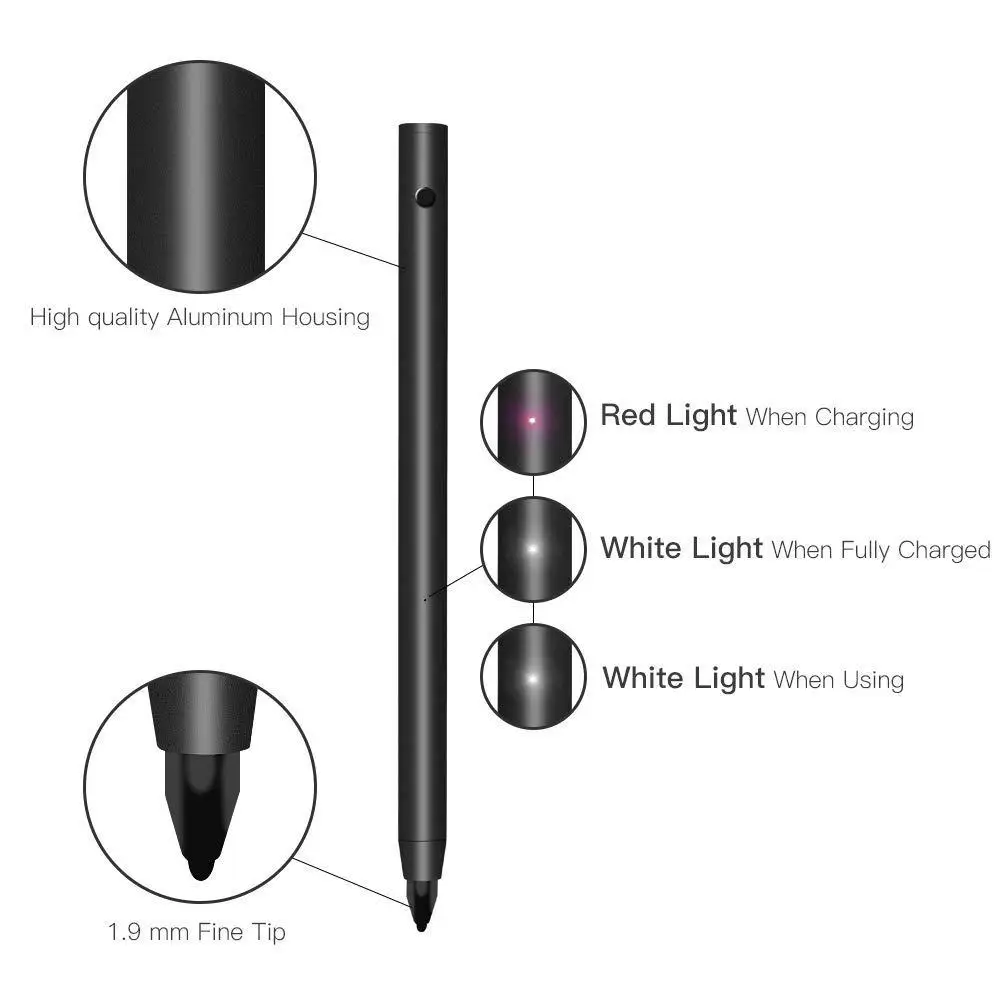 Активный стилус Регулируемый тонкий наконечник для iPad/iPhone/Samsung/Android