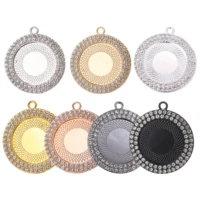 juya pendant cabochon base 3pcs alloy diamond charms jewelry making accessories diy necklace crafts 25 30mm blank tray findings