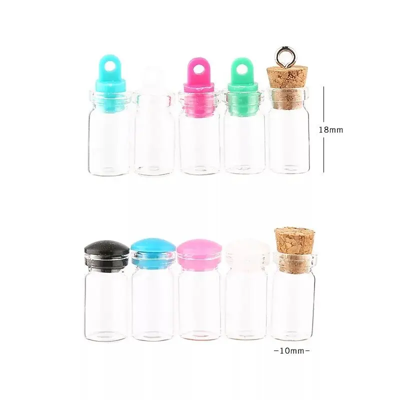 20pcs 0 .5ml Mini Glass Bottles Empty Sample Jars with Plastic/ Silicone /Cork Stoppers for DIY Craft Decoration Storage bottle |