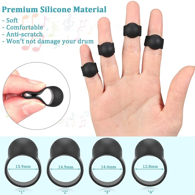 Набор стальных перчаток для барабана Силиконовая накладка пальцев держатели и