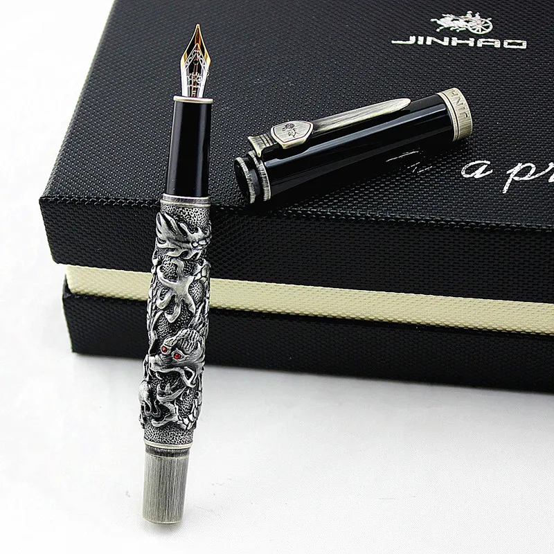 JINHAO металлическая перьевая ручка с золотым Драконом канцелярские